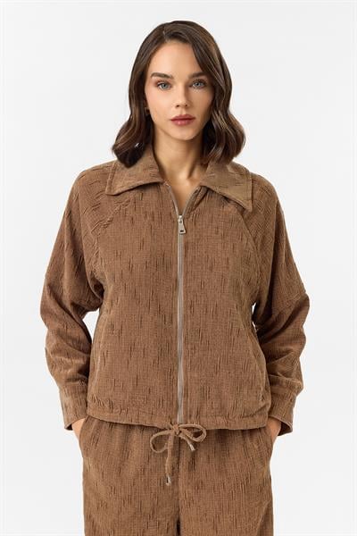 Fermuarlı Bağlamalı Şönil Ceket