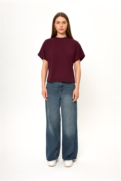 Düşük Omuz Modal Tişört