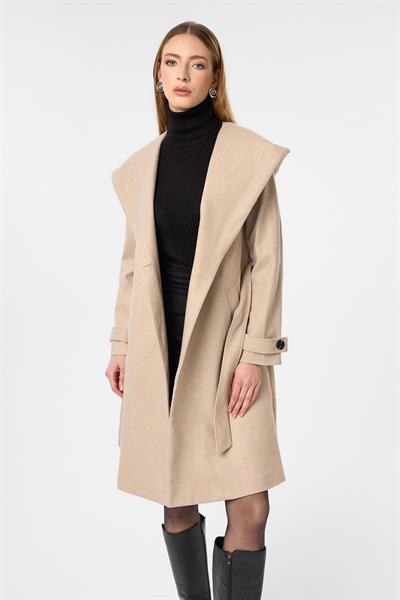 Kapüşonlu Kaşe Kaban