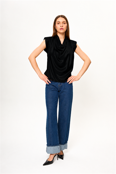 Drape Düşük Kol Bluz