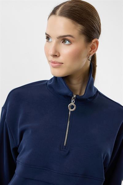Yarım Fermuarlı Cepli Modal Sweatshirt