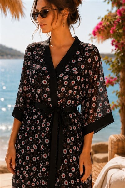 Desenli Şifon Kimono