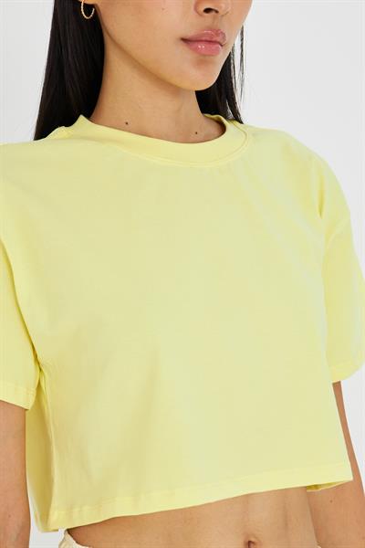 Bisiklet Yaka Crop Tişört