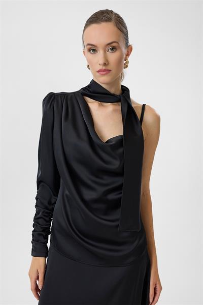Tek Omuzlu Saten Bluz