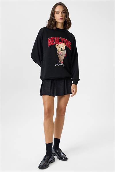 New York Ayıcık Baskılı Sweatshirt