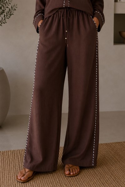 Şeritli Müslin Pantolon