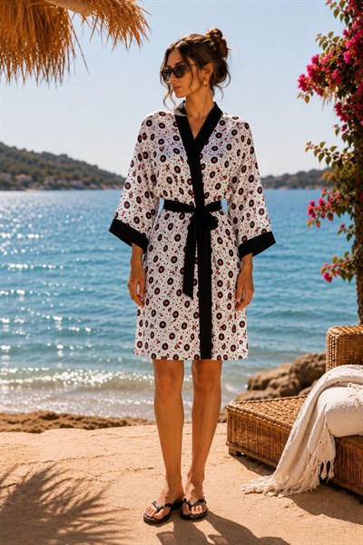 Desenli Şifon Kimono