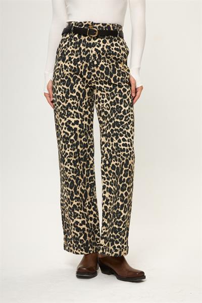 Leopar Desenli Yıkamalı Pantolon