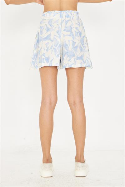 Lastikli Desenli Viskon Şort