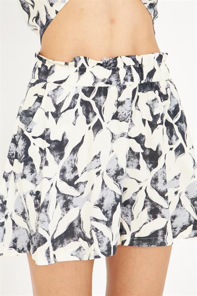 Lastikli Desenli Viskon Şort
