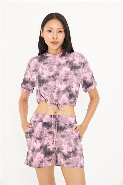 Desenli Bağlamalı Modal T-Shirt