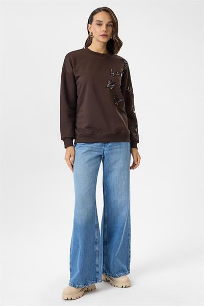 Kelebek Nakışlı Sweatshirt