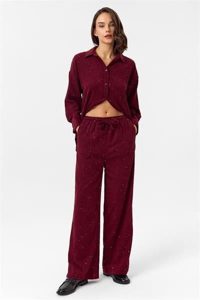 Çizgili Pullu Pantolon