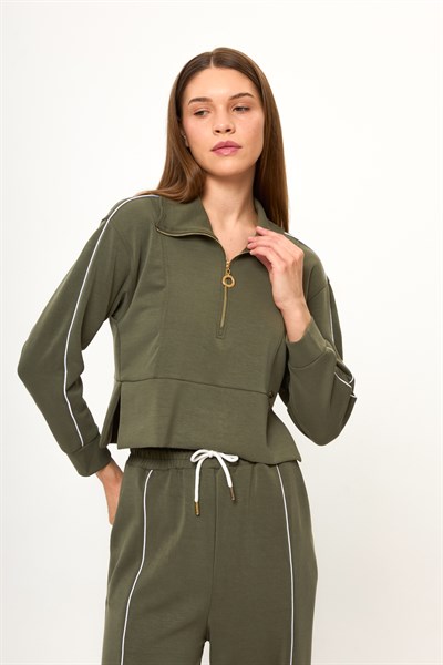 Yarım Fermuarlı Modal Sweatshirt