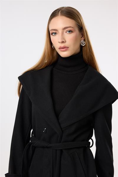 Kapüşonlu Kaşe Kaban