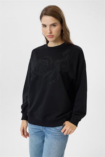 Yaprak Nakışlı Sweatshirt