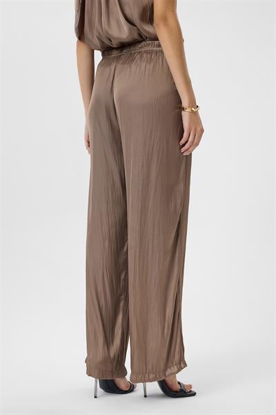 Kraşlı Saten Pantolon - Siyah