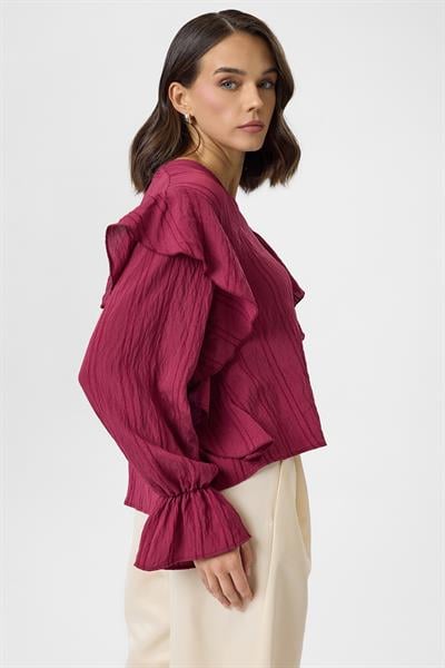 Volanlı Çizgili Bluz