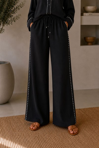 Şeritli Müslin Pantolon