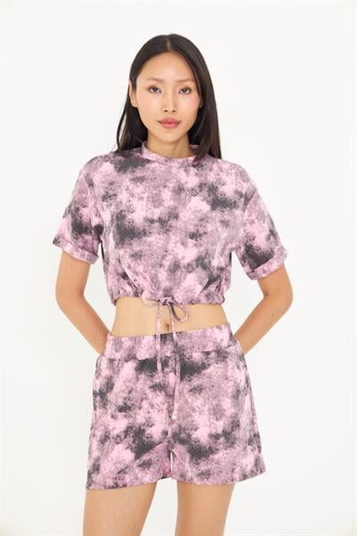 Desenli Bağlamalı Modal T-Shirt