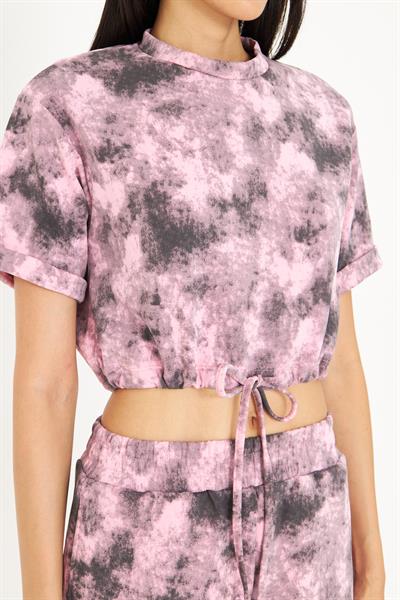 Desenli Bağlamalı Modal T-Shirt