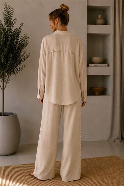 Şeritli Müslin Pantolon