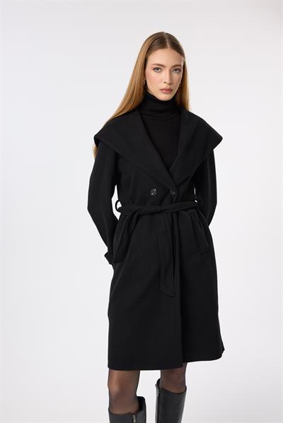 Kapüşonlu Kaşe Kaban