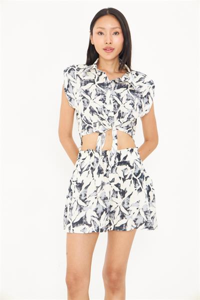 Bağlamalı Desenli Viskon Gömlek