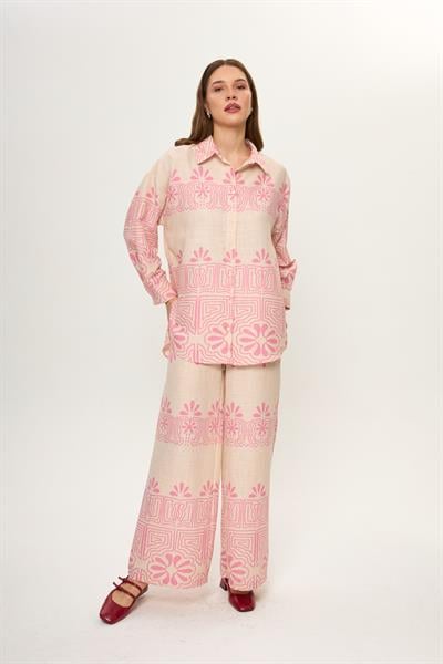 Yaprak Desenli Pamuklu Pantolon