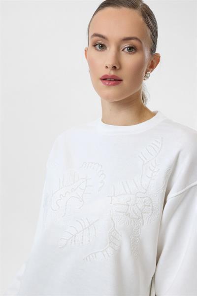 Yaprak Nakışlı Sweatshirt