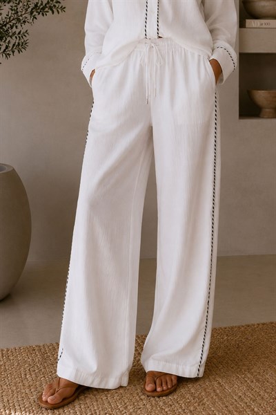 Şeritli Müslin Pantolon