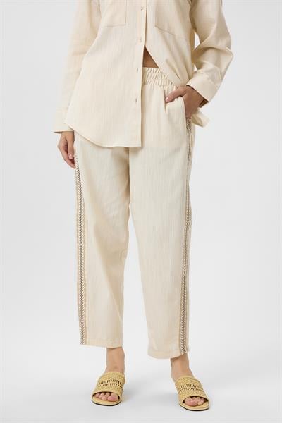 Nakışlı Keten Karışımlı Pantolon