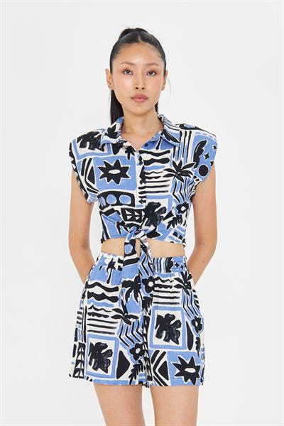 Lastikli Desenli Şort