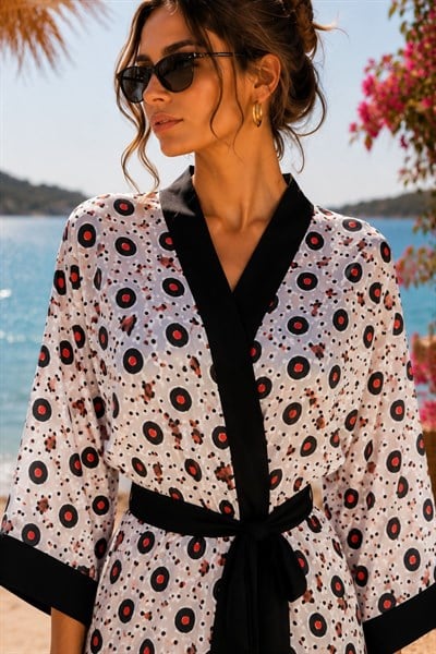 Desenli Şifon Kimono