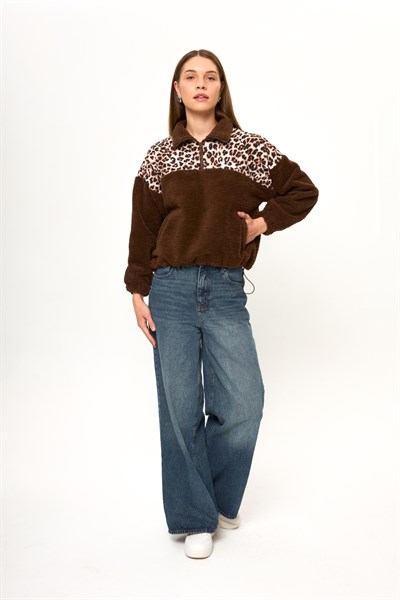 Yarım Fermuarlı Kapitoneli Sweatshirt