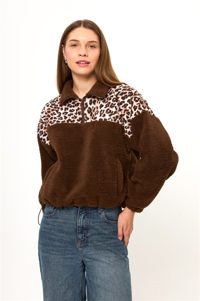 Yarım Fermuarlı Kapitoneli Sweatshirt