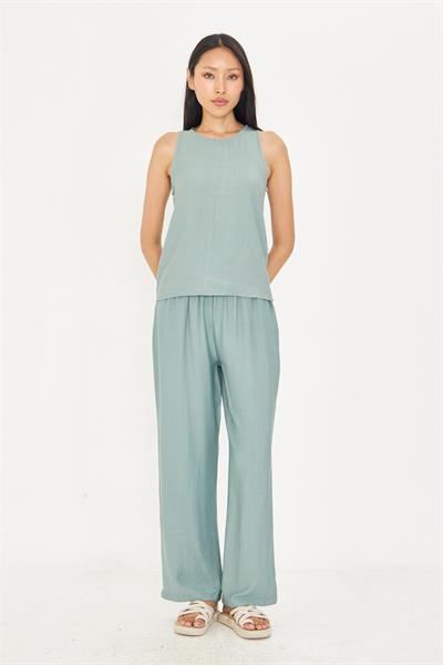 Damla Detaylı Keten Görünümlü Bluz