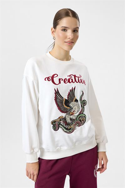 Creative Kartal Nakışlı Sweatshirt
