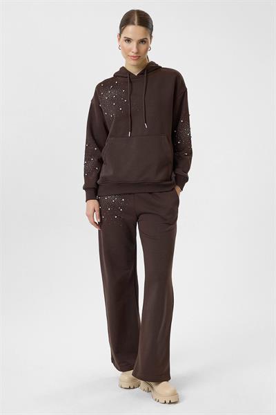 Taşlı Kapüşonlu Sweatshirt