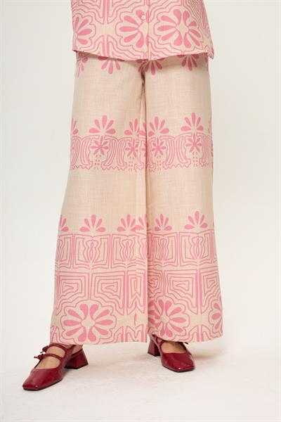 Yaprak Desenli Pamuklu Pantolon