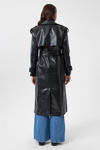 Timsah Derisi Desenli Uzun Trençkot