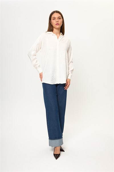 Jakarlı Saten Gömlek