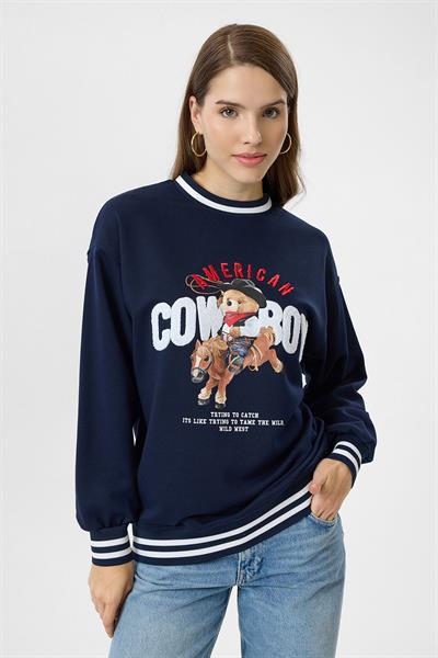 Cowboy Baskılı Sweatshirt