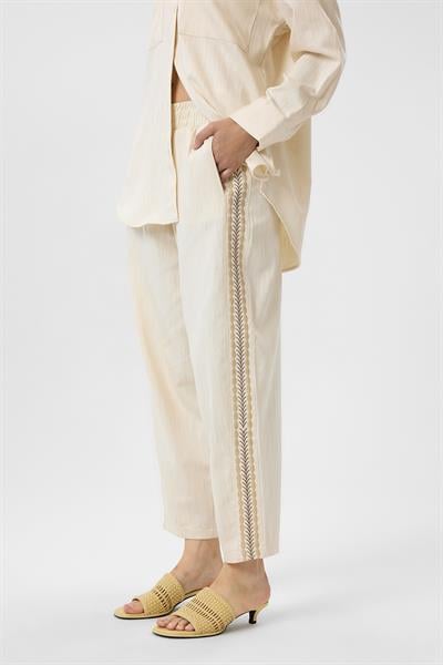 Nakışlı Keten Karışımlı Pantolon