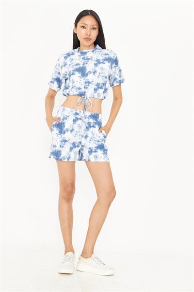 Desenli Lastikli Şort