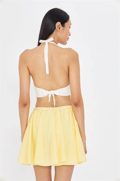 Ajurlu Askılı Bikini Üstü Top - Bej