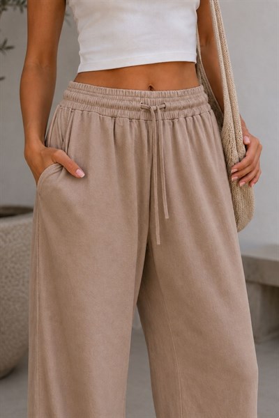 Beli Lastikli Bol Paça Pantolon