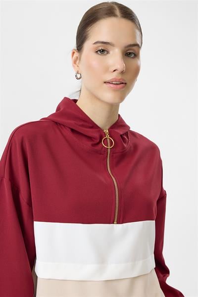 Üç Renkli Fermuarlı Atlas Sweatshirt