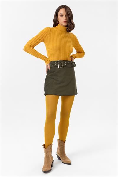 Kemerli Süet Şort Etek