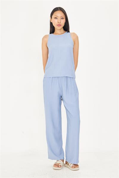 Damla Detaylı Keten Görünümlü Bluz